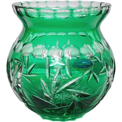 Vaso in cristallo color smeraldo da 16 cm, trita olive (1/3)