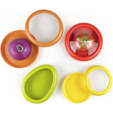4 recipientes de silicona para frutas y verduras: recipientes reutilizables para almacenar alimentos en el refrigerador, cebolla y tomate (1/5)