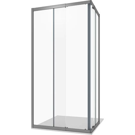 Cabine de douche extensible 70-90x100-120 cm avec profilés en aluminium anodisé Verre transparent de 6 mm avec traitement anticalcaire h190 - Réversible Mod. Nuuk