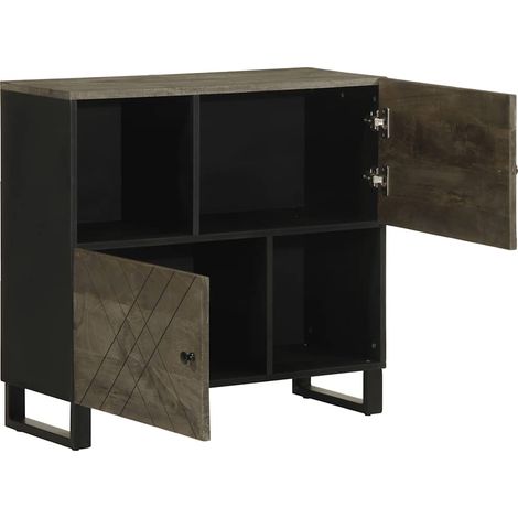 Maison La Vie - Buffet Salon Moderne - Meuble de rangement - noir 80x33x75 cm bois massif de manguier bu4966