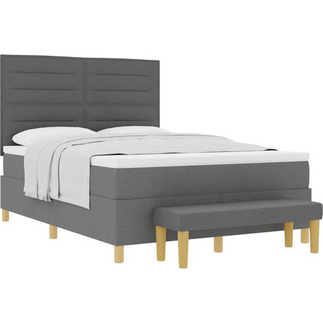 Maison Exclusive - Lit à ressorts avec coussin Gris foncé 200 x 160 cm tissu (1/5)