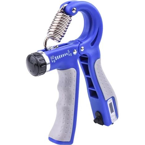 Appareil de musculation de la force de préhension à résistance réglable (5-60 kg), bleu (1/5)