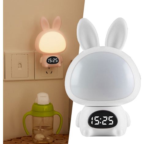 Veilleuse LED mignonne avec télécommande, à brancher au mur, pour protéger les yeux et dormir dans la chambre de bébé, motif lapin blanc (version améliorée). (1/5)