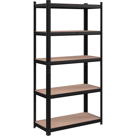 Estantería metálica de alta resistencia 180 x 90 x 40 cm 5 niveles carga total 875 kg (175 kg/nivel) estantería de almacenaje estantes regulables para garaje sótano negro 120...
