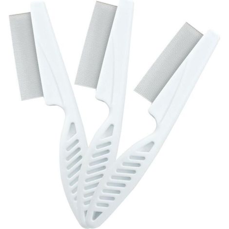 [NEVER USED] Flea comb for dogs and cats, metal lice comb, fine-toothed combing tool to remove fleas and their eggs (3 pieces, white)
