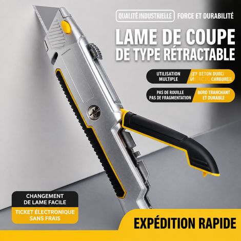 Cutter utilitaire lourd SX752M alliage zinc TPR lame SK2 60° 16,7 × 3,3 × 2 cm 162 g – Livraison gratuite (1/5)