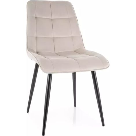 Chaise velours beige structure métal noir mat design contemporain HARRIET (1/5)