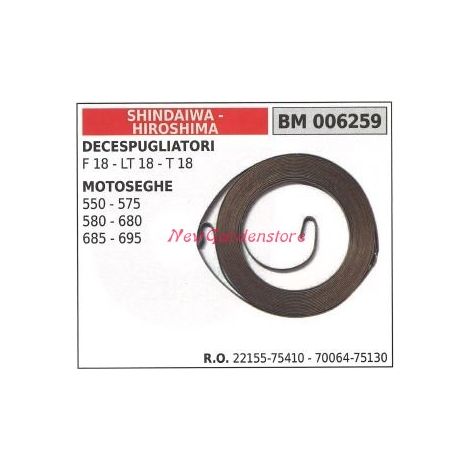 Muelle de arranque SHINDAIWA para desbrozadora F 18 LT 18 T 18 006259