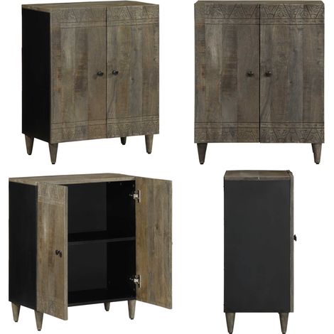vidaXL Sideboard Hellgrau 60x33,5x75 cm Massivholz Mango (1/5)