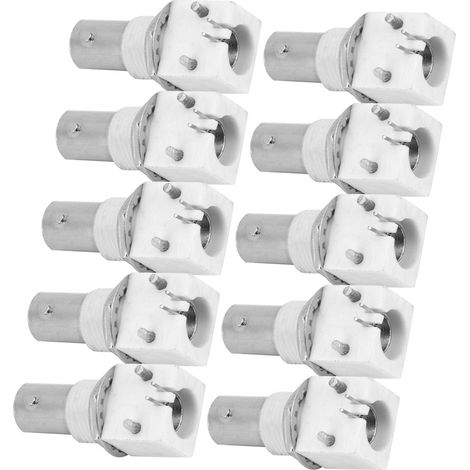 Lot de 10 connecteurs BNC blancs à montage sur circuit imprimé à 90° (adaptateur 2P BNCQ9) pour systèmes de vidéosurveillance (1/5)