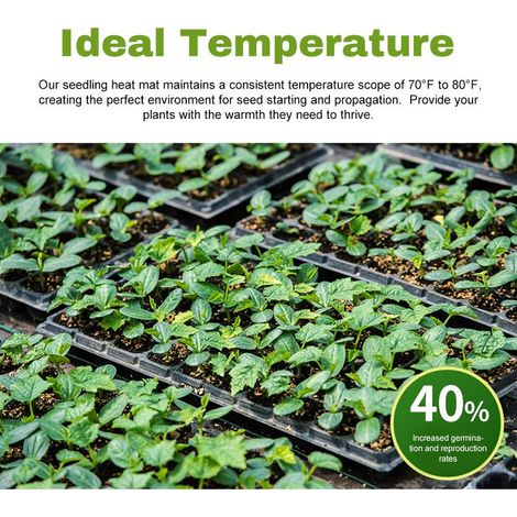 Tapis chauffant pour semis, 10x21 pouces, pour démarrage de graines, coussin chauffant pour plantes d'intérieur, Germination, jardinage, culture hydroponique (1/5)