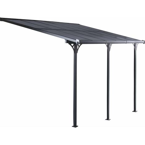 Gardiun – Pergola aluminium 15 m² 495x300x225/270 cm – Panneaux polycarbonate 6 mm – Protection UV – Installation murale et au sol (1/5)