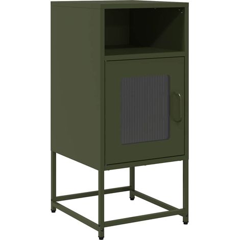 Maison Exclusive - Comodino Verde Oliva 36x39x78 cm in Acciaio Laminato a Freddo