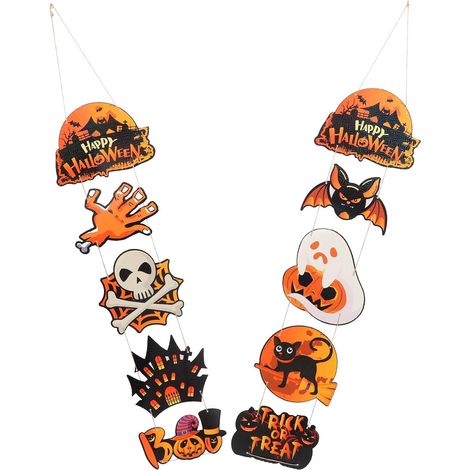 Décoration de porte d'Halloween en papier à suspendre, plaque pour porte d'entrée, décoration de fête pour la maison (1/5)