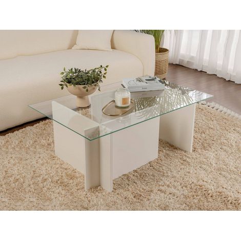 Dmora - Wohnzimmertisch Illasi, Niedriger Wohnzimmertisch, Kaffeeregal, Couchtisch für Sofa, 105x65 h40 cm, Weiß (1/5)