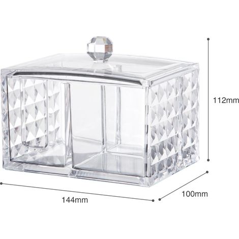 Cotton Storage Box Swab Holder Acrylic Cosmetic Storage Box with Lid (1/4)