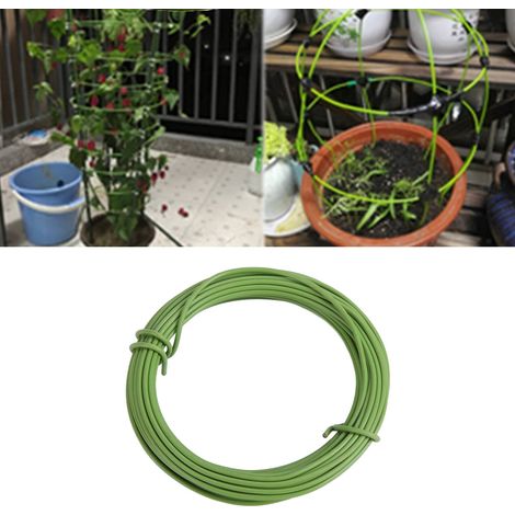 Fil de jardinage vert plastifié de 10 m, fil de fer souple pour la fabrication artisanale de supports à fleurs et de supports pour plantes d'intérieur. (1/5)