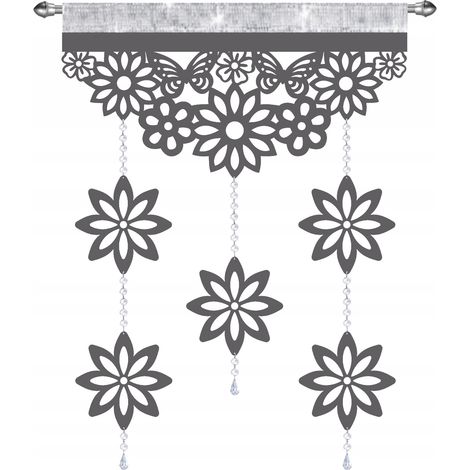 Moderner Vorhang mit Schmetterlings- und Blumenmuster und durchbrochenen Trägern GLAMOUR 60x95