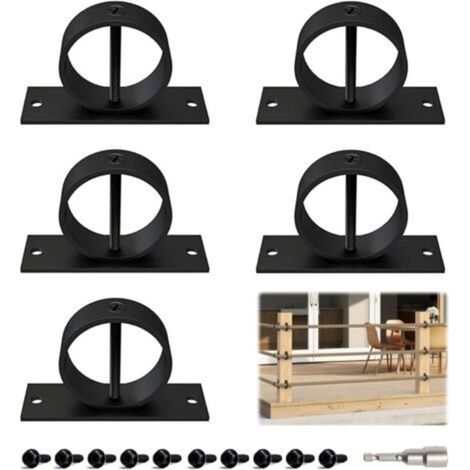 5 Pièces Supports de Corde de Clôture, Anneau Support avec Fixation par Vis Cruciforme, Support Main Courante Corde en Acier Inoxydable, pour Cordes de Jute, Accessoires pour Rampe Escaliers (1/5)