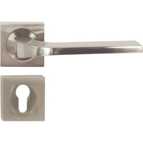 Domino poignee de porte tipo qr m9 pz poignee avec plaque pz pour cylindre profile nickel