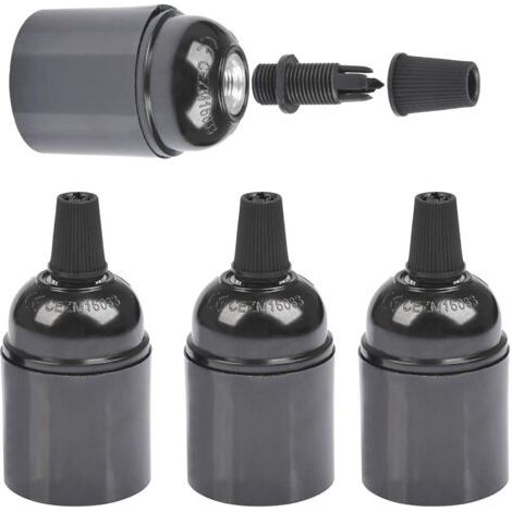 Douille E27 rétro noire, suspension Edison rétro, adaptateur de douille en bakélite massive, convient pour la décoration, l'industrie et le bricolage, lot de 6