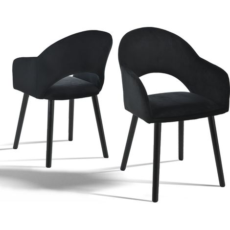 Goeurvant Sillas de comedor cómodas con respaldo en forma de media luna y reposabrazos ergonómicos, La combinación perfecta de soporte y estilo - Juego de 2 - Antracita