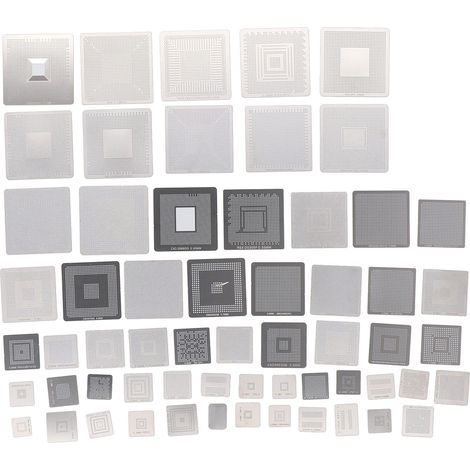 Pochoirs de reballage BGA en acier inoxydable 304, Kit de gabarit de retouche universel pour la réparation de puces informatiques, 60 pièces (1/5)