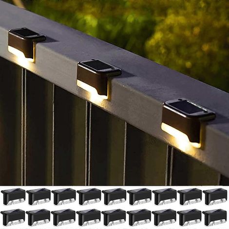 Solar-Terrassenleuchten, wasserdicht, 18er-Pack, warmweißes LED-Stufenlicht für Treppen, Zäune und Terrassen