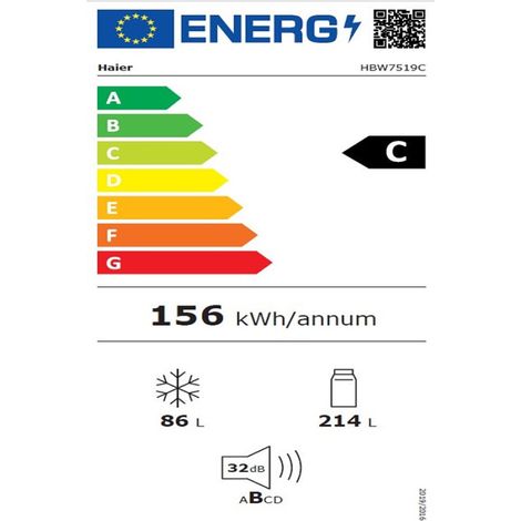 Réfrigérateur intégrable Haier HBW7519C 300 L Blanc No Frost (1/2)