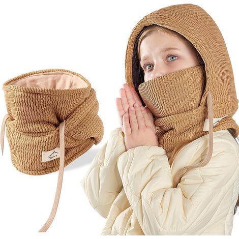 Cagoule d'hiver enfant polaire thermique 4-10 ans, coupe-vent, masque de ski chaud (1/5)