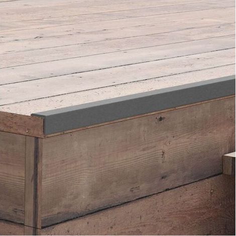 Ensemble de 5 pièces de finition d'angle pour terrasse en WPC, 170 cm, gris (1/5)
