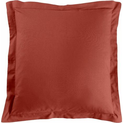 Taie d’oreiller 63 x 63 cm coton 57 fils Lina Terracotta – Volant plat avec point bourdon