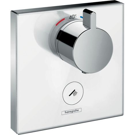 hansgrohe ShowerSelect Brausethermostat 15735400 Highflow, Unterputz,1 Verbraucher,Glas weiß-chrom