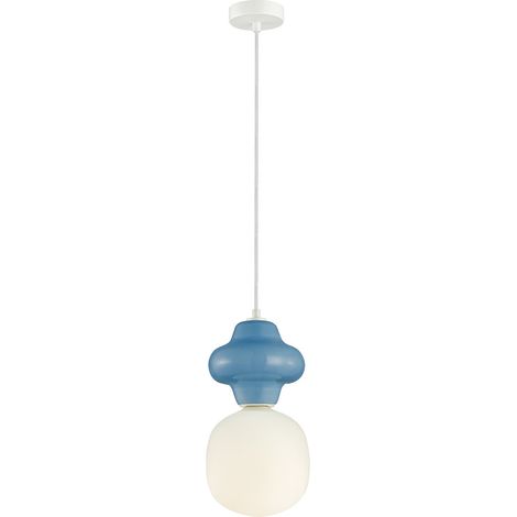 Suspension Art déco céramique bleue Ø18 E14 Italux Latera (1/2)