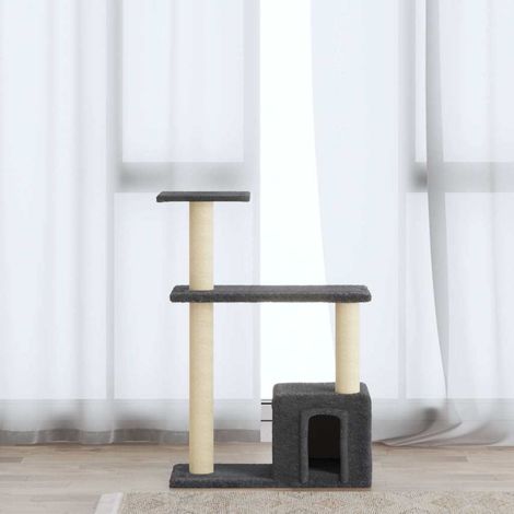 vidaXL Rascador para gatos con postes de sisal gris oscuro 70 cm (1/5)