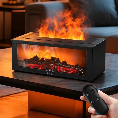 Ätherisches Öl-Diffusor für Kamine mit Fernbedienung, 280 ml, Flammeneffekt in 7 Farben, Aromatherapie-Nebel, Luftbefeuchter mit automatischer Abschaltfunktion, ideal für Bar, Schlafzimmer, Büro und D (1/5)