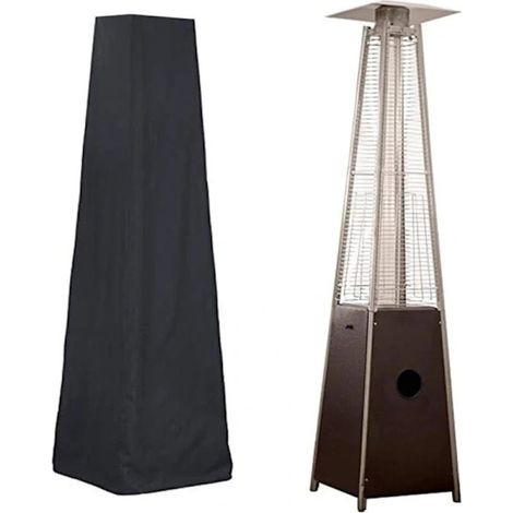 Housse de chauffage de terrasse pyramidale en polyester imperméable avec cordon de serrage, pour chauffage d'extérieur ou d'intérieur, noire, 61 x 53 x 213 cm (1/4)