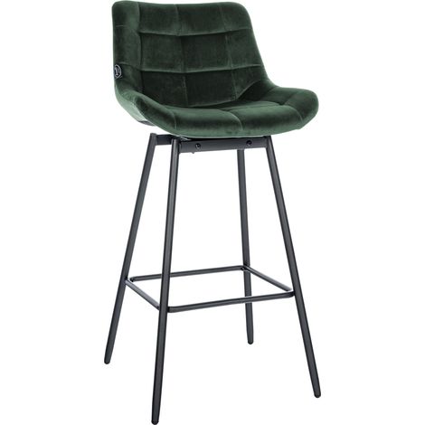 Sgabello da bar girevole x1 in velluto trapuntato verde scuro robusto telaio in metallo nero a quattro gambe 100005742
