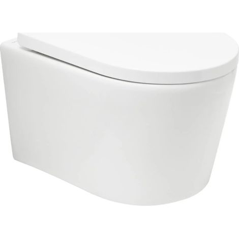 Brevis WC suspendu sans bride avec abattant SoftClose, rinçage Vortex, fixations invisibles, blanc (SATBRE010RTORP)