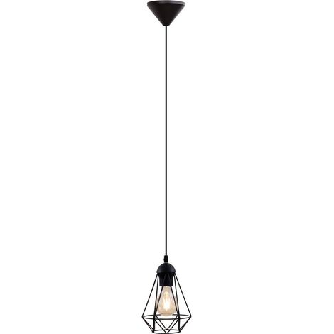 B.K.Licht – Suspension rétro industrielle en métal noir – Ø165mm, hauteur 110cm – Douille E27, max 40W – Compatible ampoules LED et halogènes