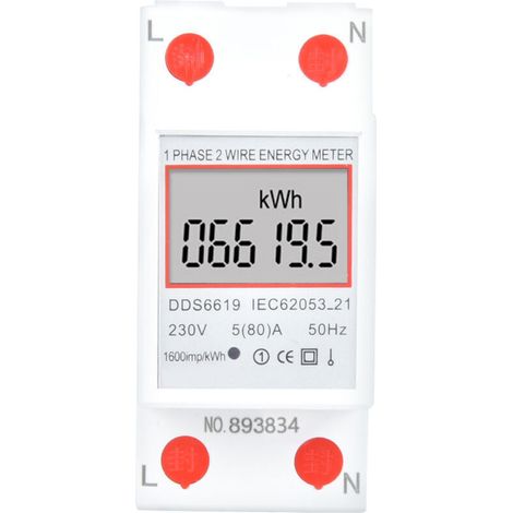 Compteur d'énergie électrique monophasé intelligent DDS6619-005, compteur de puissance à rail DIN 2 broches (1/4)
