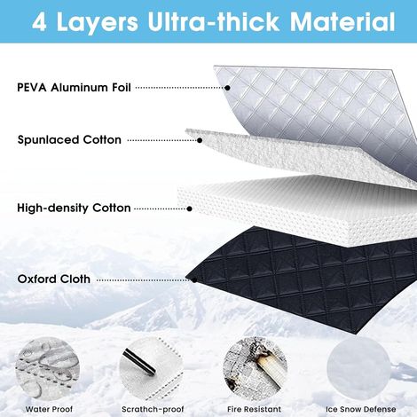 Housse de pare-brise antigel, housse de pare-brise d'hiver pour voiture, housse de pare-brise d'hiver ultra-épaisse avec protections pour rétroviseurs latéraux 115 cm x 144 cm (1/2)