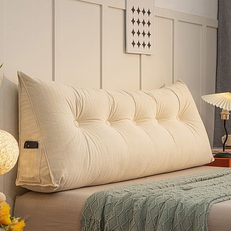 Grand oreiller de tête de lit en forme de coin pour un soutien et un positionnement optimaux dans le lit - idéal pour la lecture-AquaForge (1/2)