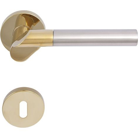 SOLIDO Drückergarnitur SEVILLA - auf Rosette BB, messingfärbig PVD/nickel matt (1/5)
