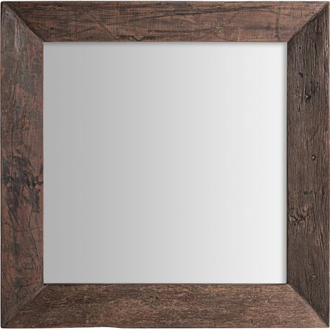 Miroir carré rustique en bois marron vieilli - marron vieilli (1/3)