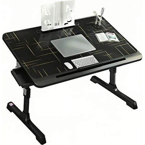 1 Table lit portable, réglable en hauteur et angle, plateau ordinateur pliable, support tablette, bureau sofa pour écriture (1/5)