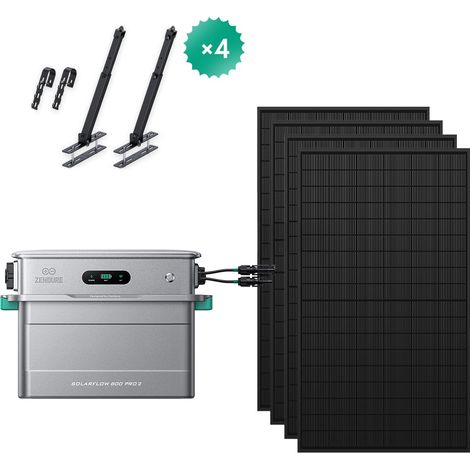 Zendure SolarFlow 800 Pro 2 - Stockage énergétique solaire domestique 800W, gestion intelligente, IP65, avec 450Wx4 Panneau Bifacial, et support de panneaux (Balcon) (1/5)