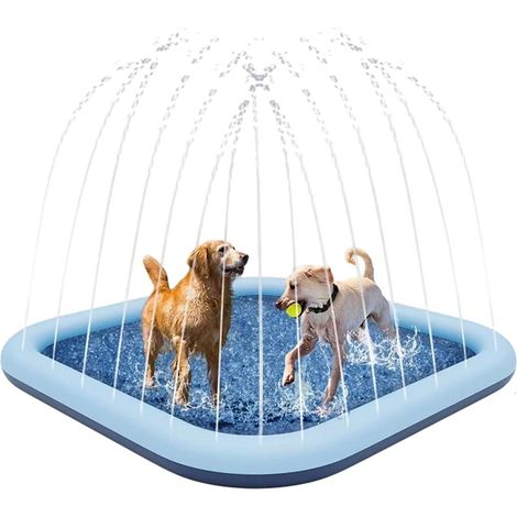 Tapis d'arrosage carré en PVC pour enfants et animaux domestiques avec débit d'eau réglable et surfaces antidérapantes pour jouer à l'eau en plein air (1/5)