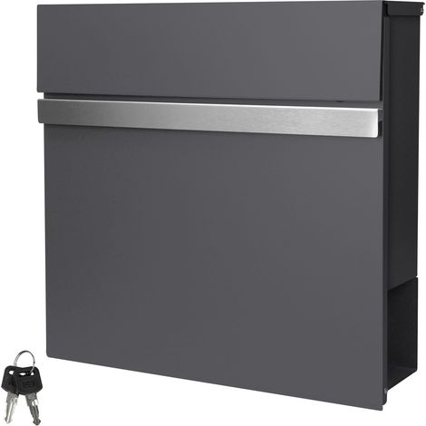 ECD Germany Cassetta Postale Design Moderno da Parete Muro - 37x11x36,5 cm - in Acciaio Verniciato a Polvere Posta con Porta-Giornale Cassetta delle Lettere con 2 Chiavi incl. Materiale di Montaggio