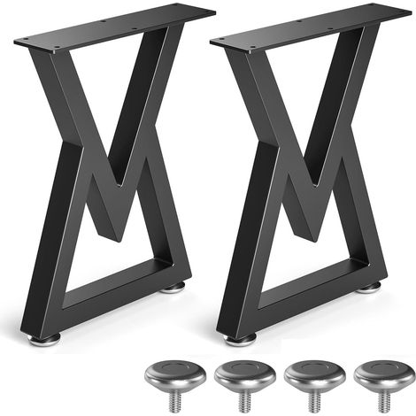 16 '' Pieds de Table en Métal Noir, 1 Paire Pieds de Table en Forme de V, Pieds en Fer de Table Basser, 40.5x30 CM (1/5)